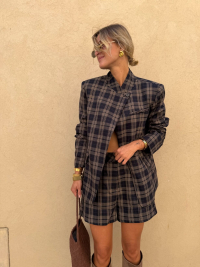 Blazer GABRIEL à carreaux marine & beige - Précommande