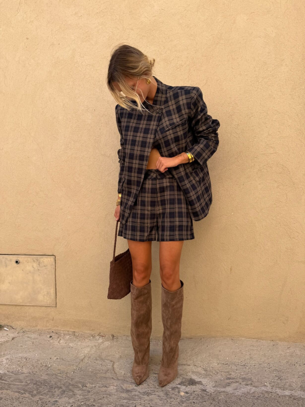 Blazer GABRIEL à carreaux marine & beige - Précommande