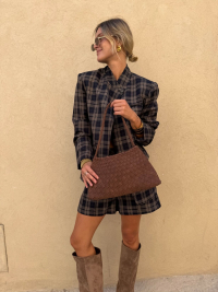LEONE chocolate faux suede bag