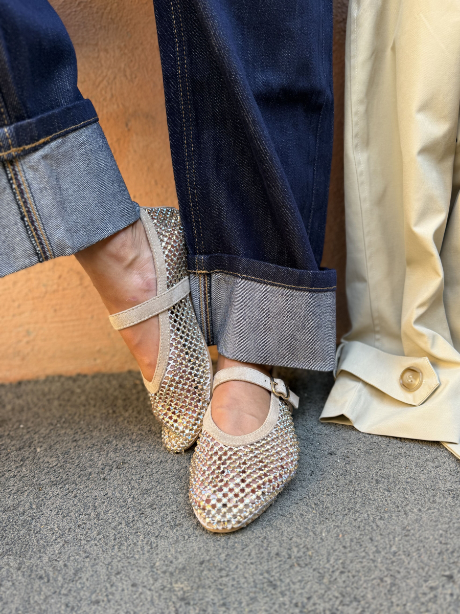 Ballerines MIA beige à strass