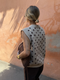 Pull PEARL sans manches beige pois choco