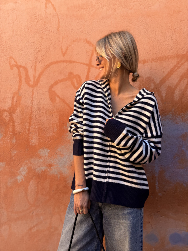 MARINIERE striped navy/white vest