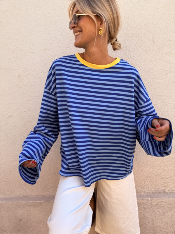 BIARRITZ blue shirt yellow collar - Pre-order