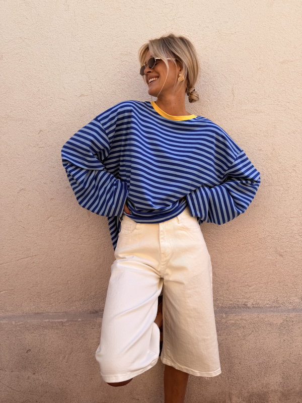 BIARRITZ blue shirt yellow collar - Pre-order