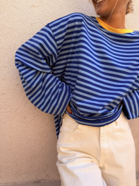 Marinière BIARRITZ bleue col jaune - Précommande