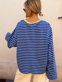 Marinière BIARRITZ bleue col jaune - Précommande