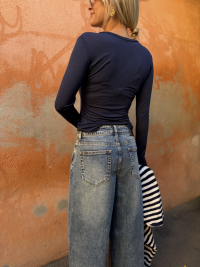 Navy fine knit top