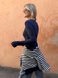 Navy fine knit top