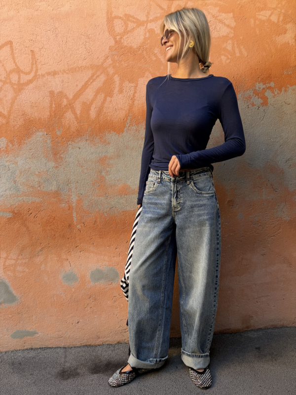 Navy fine knit top