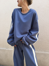 SANDRO blue sweatshirt with white stripes