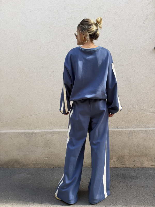 SANDRO blue pants with white stripes