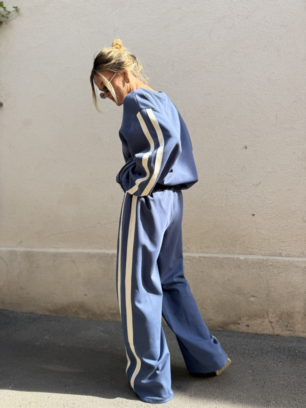 SANDRO blue pants with white stripes