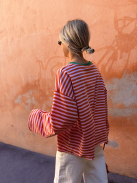 BIARRITZ pink/orange shirt green collar - Pre-order