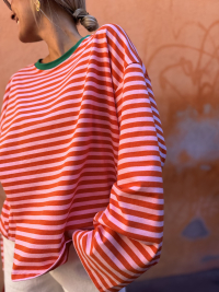 BIARRITZ pink/orange shirt green collar - Pre-order