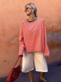 BIARRITZ pink/orange shirt green collar - Pre-order