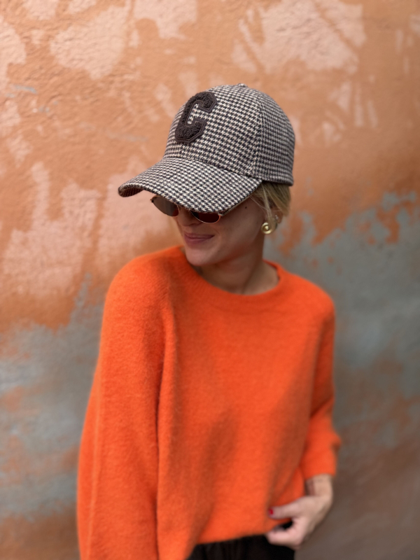 Casquette pied de poule C chocolat