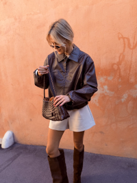 Veste MEGHAN simili cuir chocolat