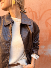 MEGHAN chocolate faux leather jacket
