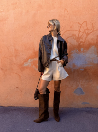 MEGHAN chocolate faux leather jacket