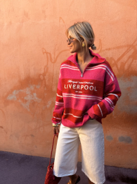 Pull LIVERPOOL rayé rose/rouge