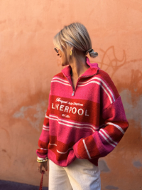 Pull LIVERPOOL rayé rose/rouge