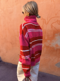 Pull LIVERPOOL rayé rose/rouge