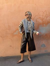 AUSTIN Chocolate Striped Cardigan with Scarf