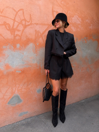 Black wool bucket hat