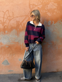 Pull HUNTER marine/bordeaux