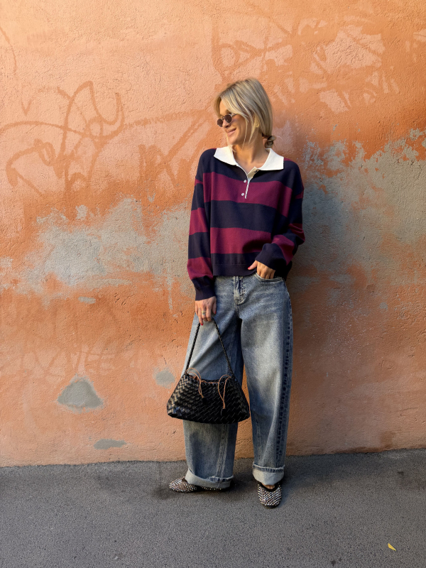 Pull HUNTER marine/bordeaux