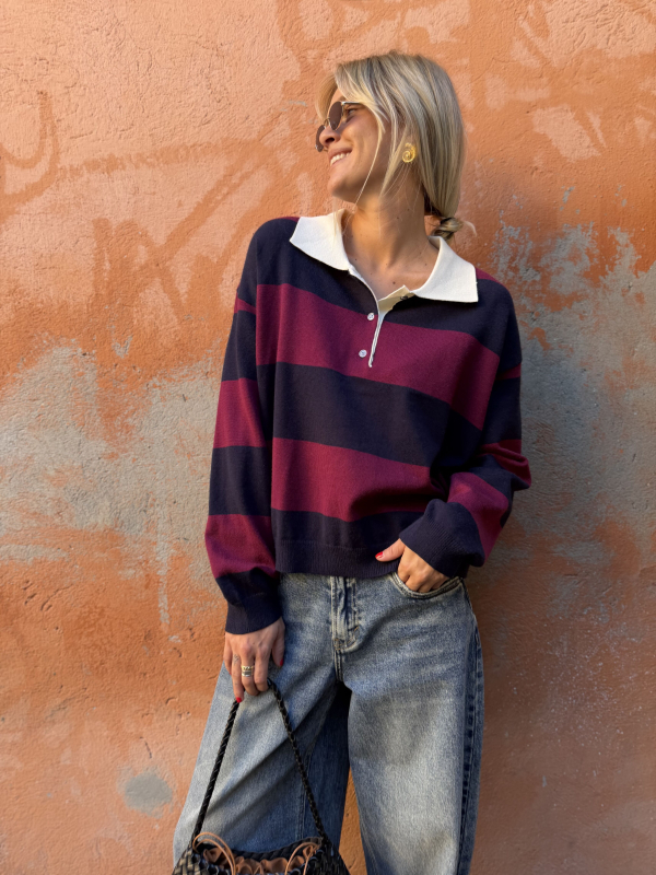 Pull HUNTER marine/bordeaux