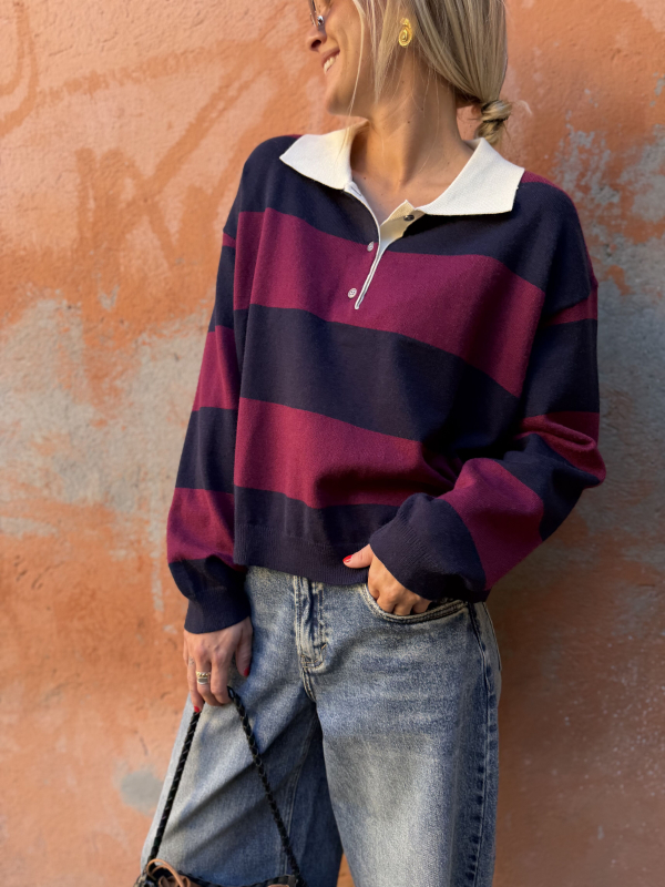 Pull HUNTER marine/bordeaux