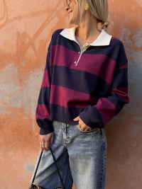 Pull HUNTER marine/bordeaux