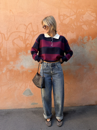 Pull HUNTER marine/bordeaux
