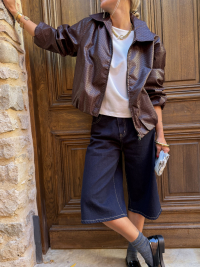 MEGHAN burgundy faux leather jacket
