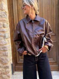 MEGHAN burgundy faux leather jacket