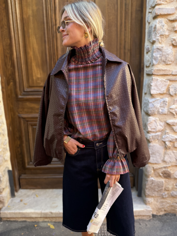 LOHAN burgundy checked blouse