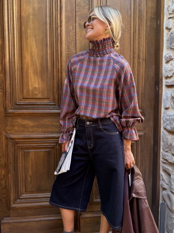 LOHAN burgundy checked blouse