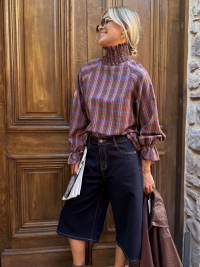 Blouse LOHAN bordeaux à carreaux