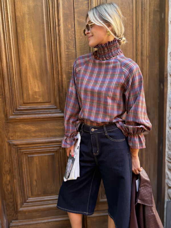 LOHAN burgundy checked blouse