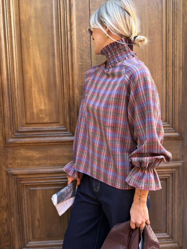 LOHAN burgundy checked blouse