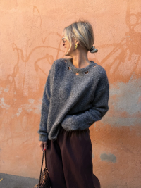 Pull gris anthracite cœurs ajourés
