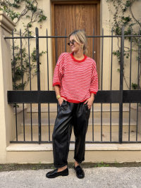 Red/pink striped sweater