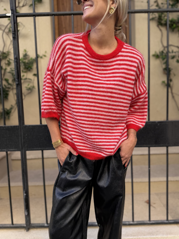 Red/pink striped sweater