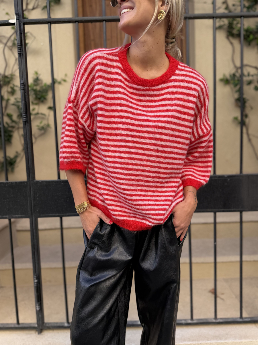 Red/pink striped sweater