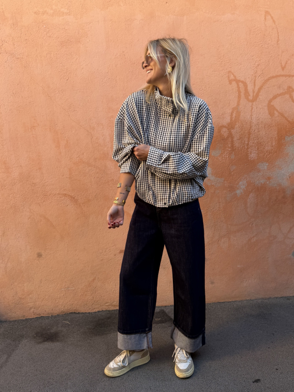 LEXI vichy checkered bomber jacket