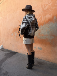 MARINIERE chocolate/ecru striped vest