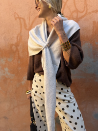 Écharpe triangle beige chiné