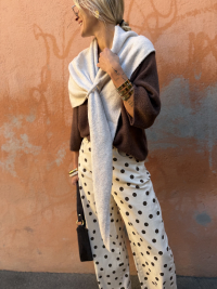 Écharpe triangle beige chiné