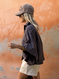 STEEVE chocolate/navy checked shirt